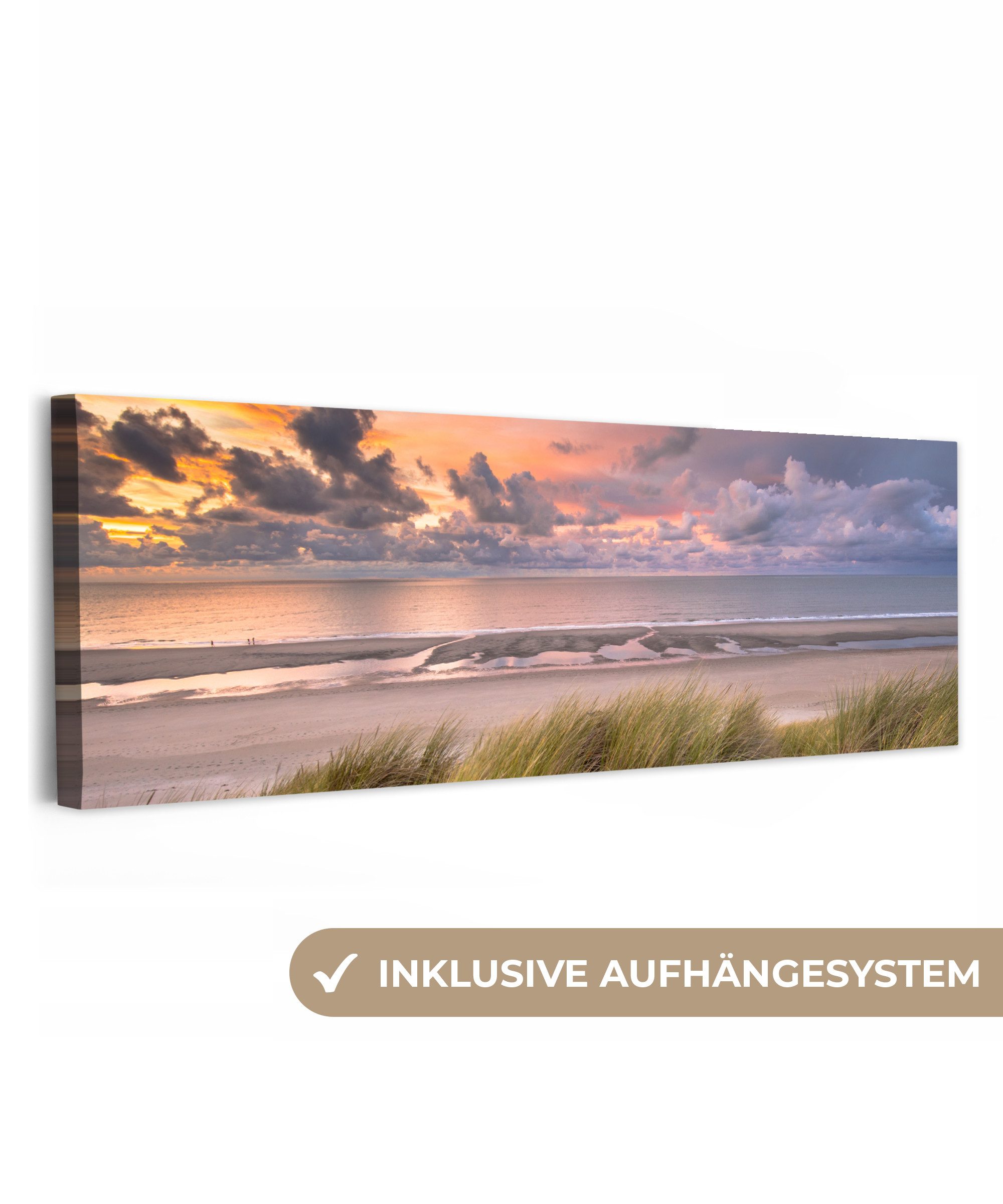OneMillionCanvasses® Leinwandbild Panorama Sonnenuntergang - Düne günstig online kaufen