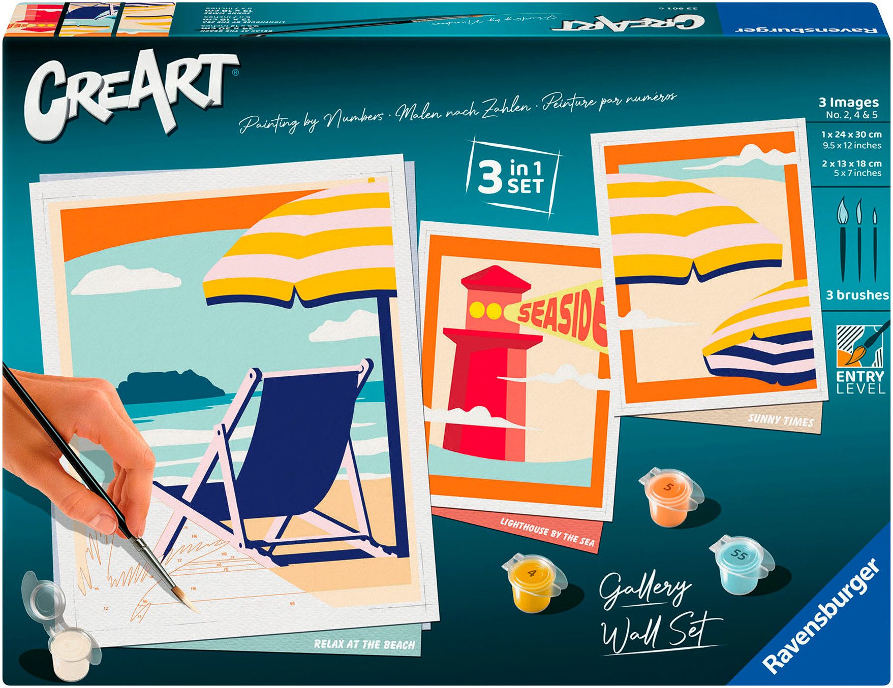Ravensburger Malen nach Zahlen CreArt, Galerie Wand Set - Am Strand (Set), Made in Europe