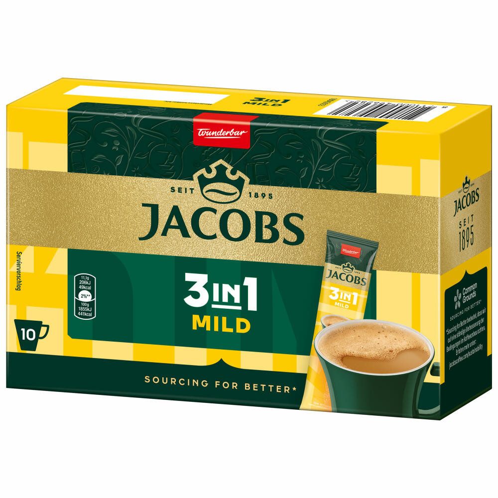 JACOBS Kaffee 3in1 Mild, 10 Sticks