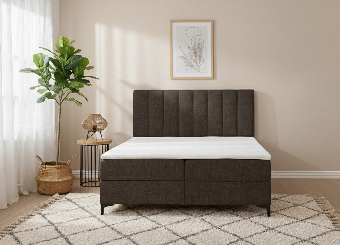 AN FURNITURE STORE Boxbett SIENA mit zwei seitlichen Bettkästen, Topper und Bonellmatratze H3 (120 x 200), zwei seitliche Bettkästen, Topper und Bonellmatratze