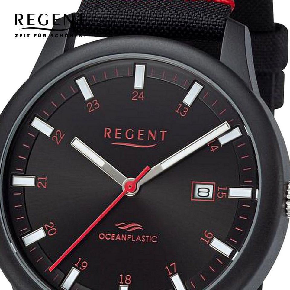 Regent Quarzuhr Regent Herren Armbanduhr Analog, Herren Armbanduhr rund,  extra groß (ca. 40mm), Nylonarmband
