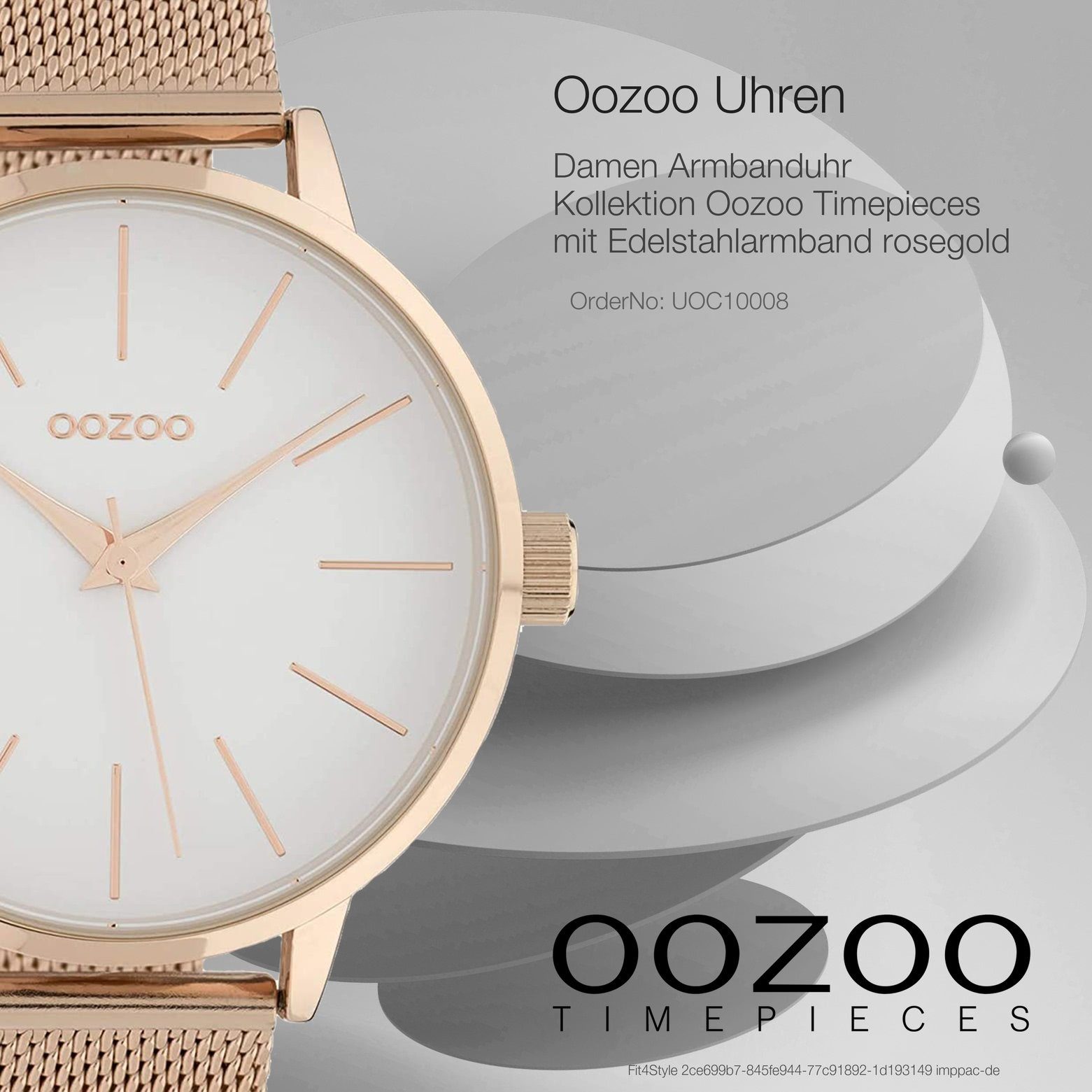 OOZOO Quarzuhr »UOC10008 Oozoo Damen-Uhr rosegold«, (Analoguhr), Damenuhr  rund, groß (ca. 42mm), Edelstahlarmband, Fashion online kaufen | OTTO