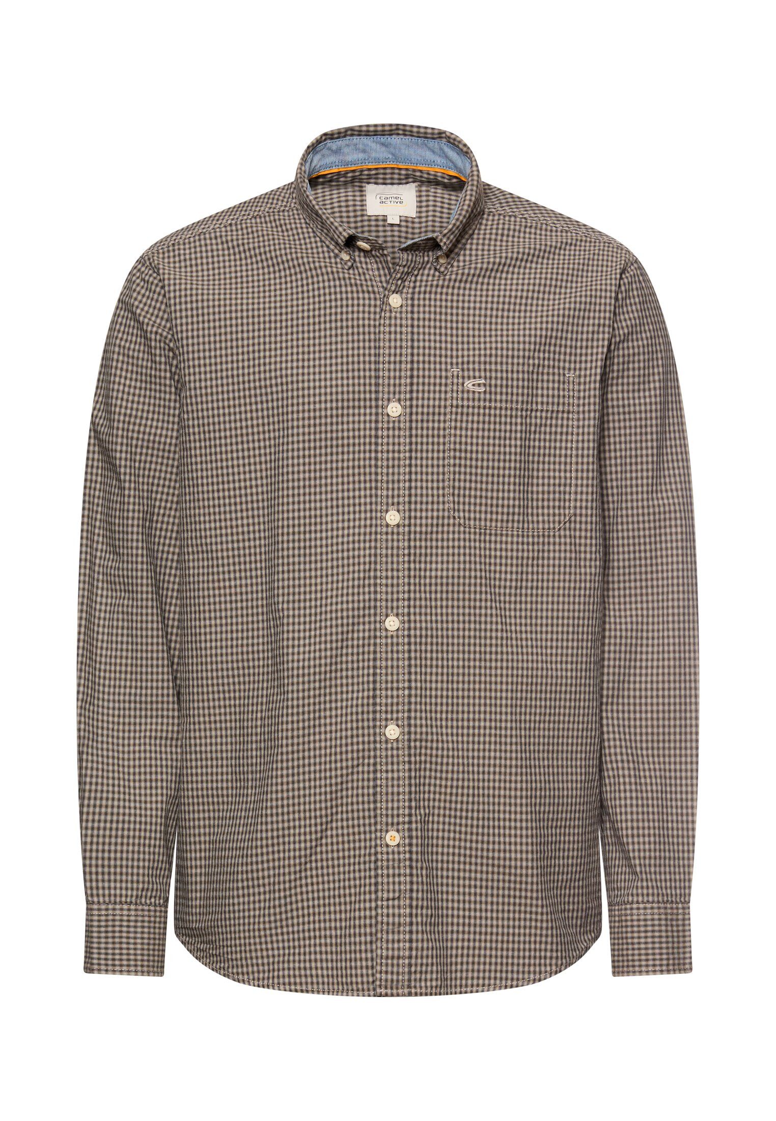 camel active Langarmhemd kariert, mit Button-Down-Kragen