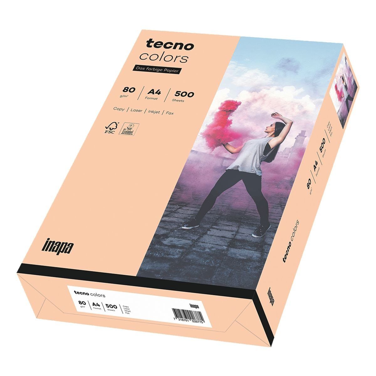 tecno lachs Rainbow Pastellfarben, g/m², 500 A4, / Format tecno Kopierpapier Colors, Inapa Drucker- Blatt DIN 80 und