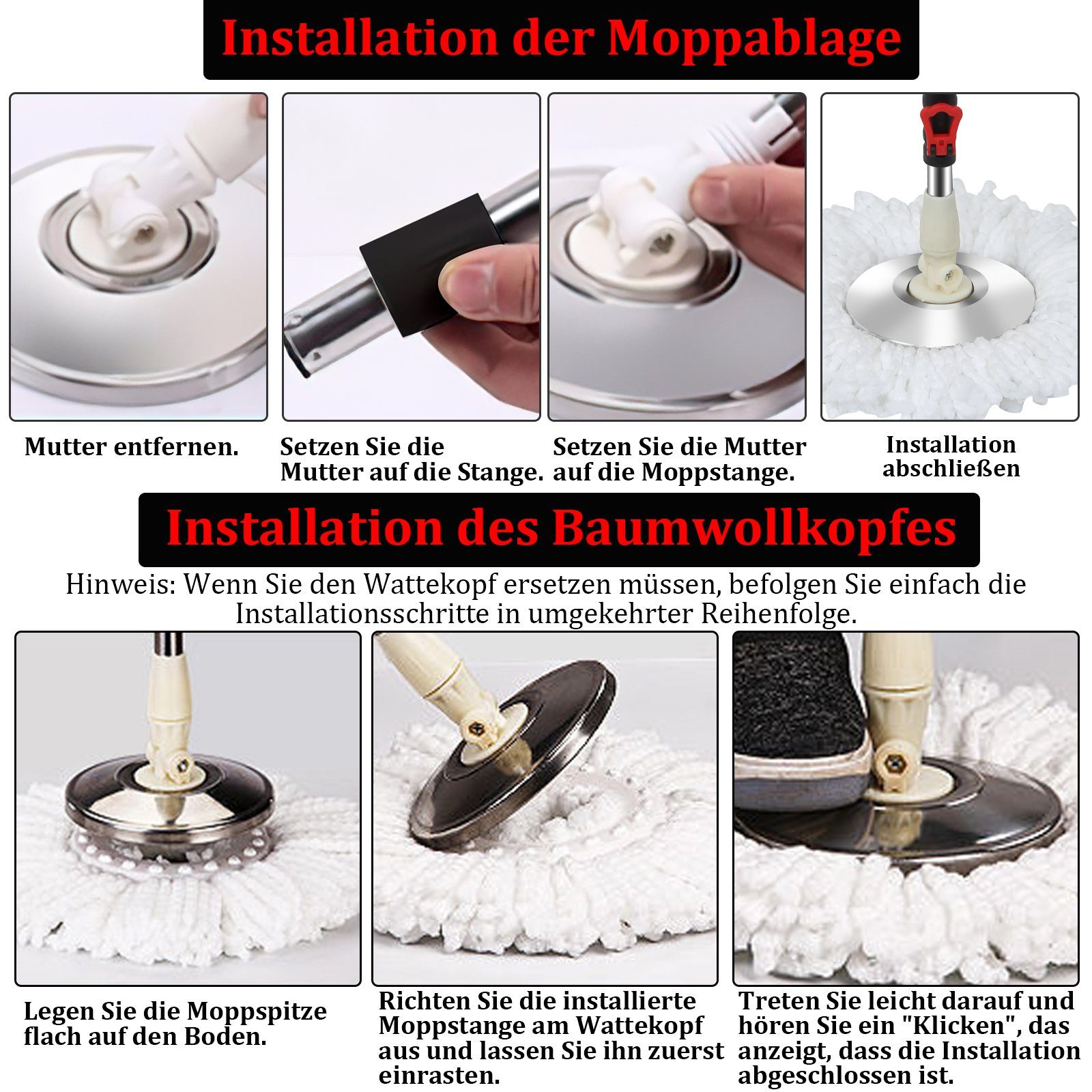 Clanmacy Wischmopp Bodenwischer Mit Komplett Set Wischmop Mikrofasermatte 3 Turbo