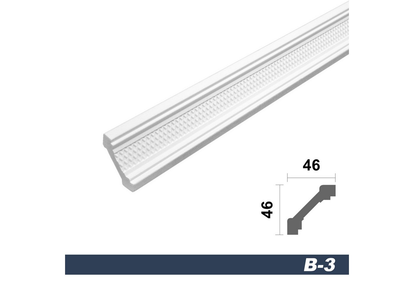 Thumbnail - marbet design Stuckleiste B-03, 50 Meter, Deckenleisten Sparpaket aus Styropor EPS - Stuckleisten gemustert, leicht im t...