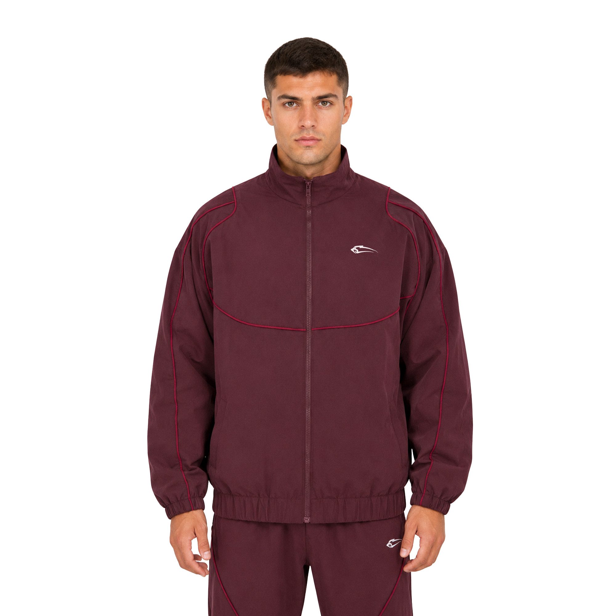 Smilodox Outdoorjacke Kyson, Trainingsjacke Herren, Oversize Sportjacke, Trackjacke, Gym Baggy, Kontrastpaspeln, Stehkragen, Zip, Taschen