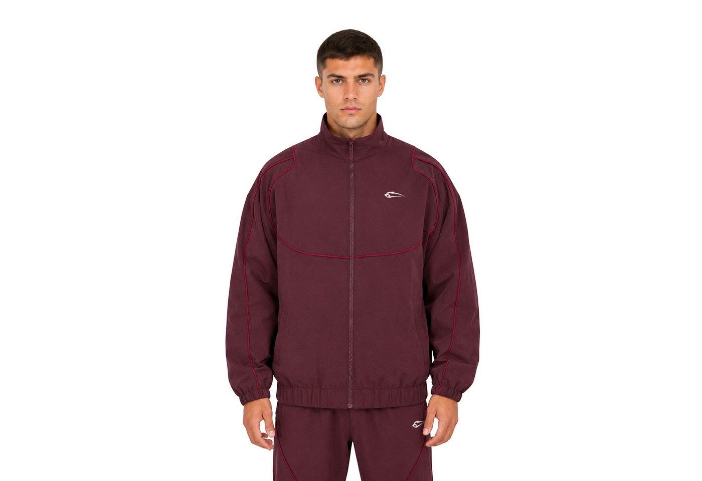Smilodox Outdoorjacke Kyson, Trainingsjacke Herren, Oversize Sportjacke, Trackjacke, Gym Baggy, Kontrastpaspeln, Stehkragen, Zip, Taschen