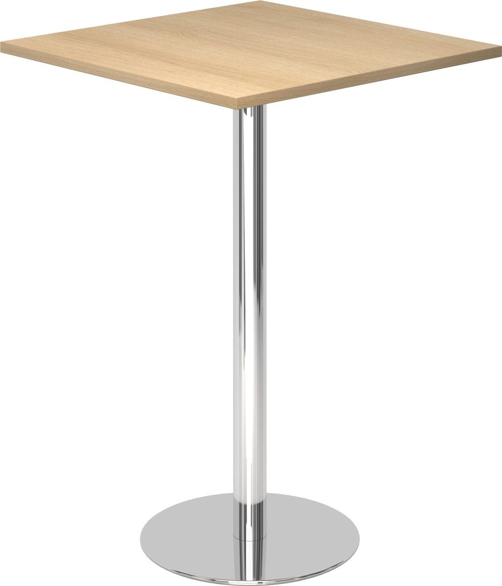 Empfangstheke Stehtisch 80x80cm Eiche/chrom