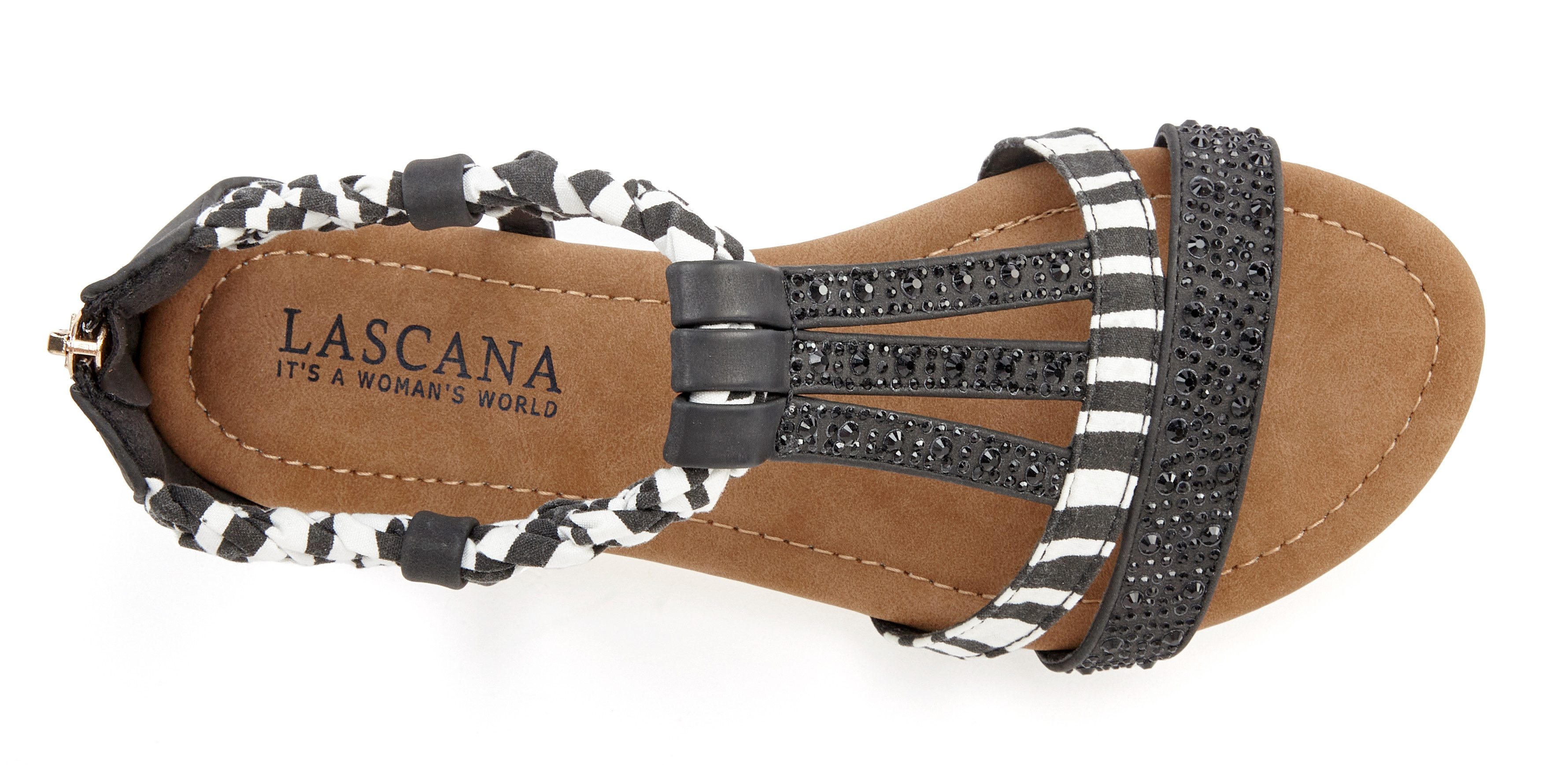 LASCANA Sommerschuh, Sandalette, offener Schuh, Sandale mit aufwendiger Verzierung VEGAN