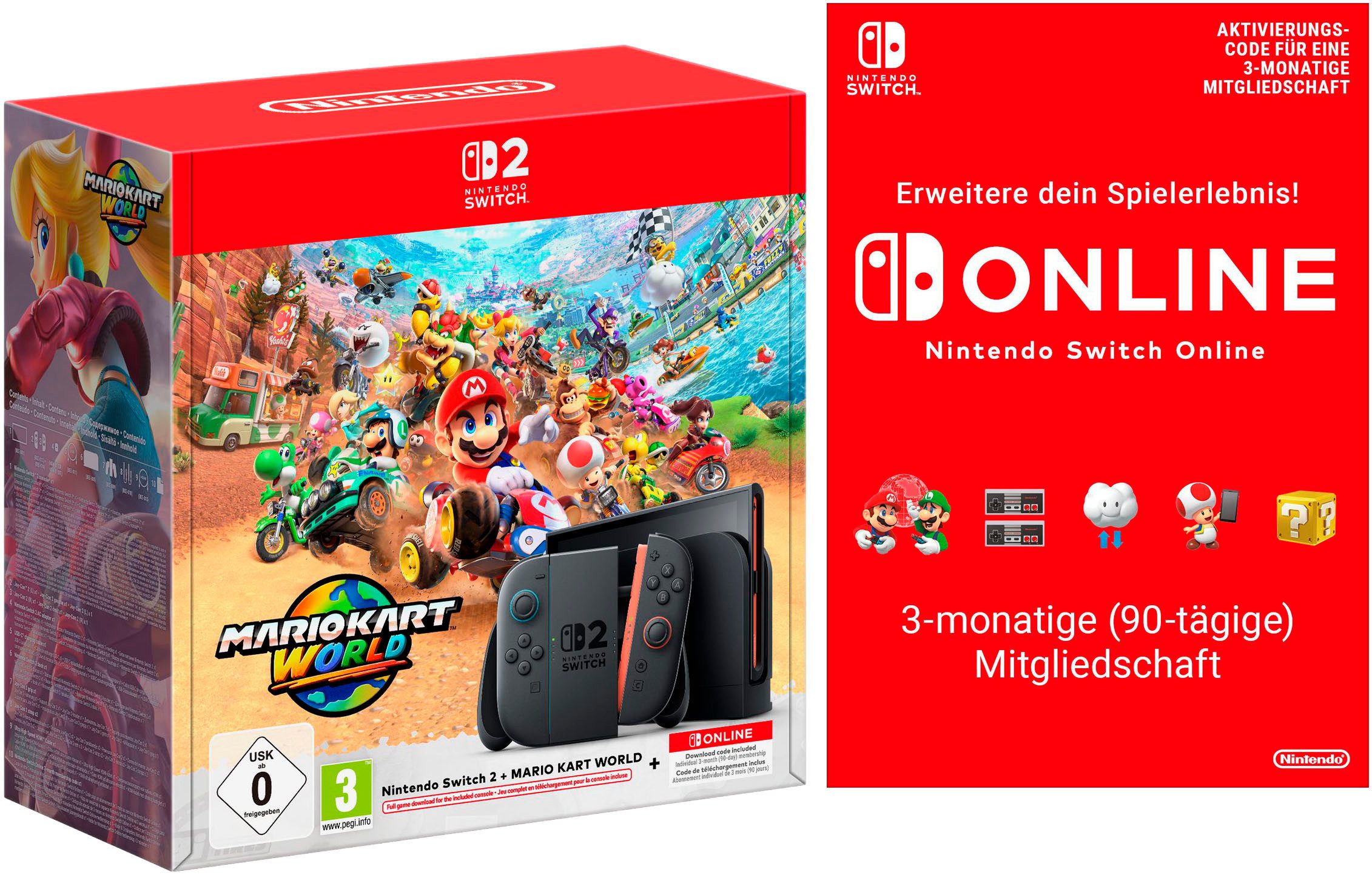 Nintendo Switch 2 Nintendo Switch 2 + Mario Kart World, + 3 monatige Nintendo Switch Online Mitgliedschaft