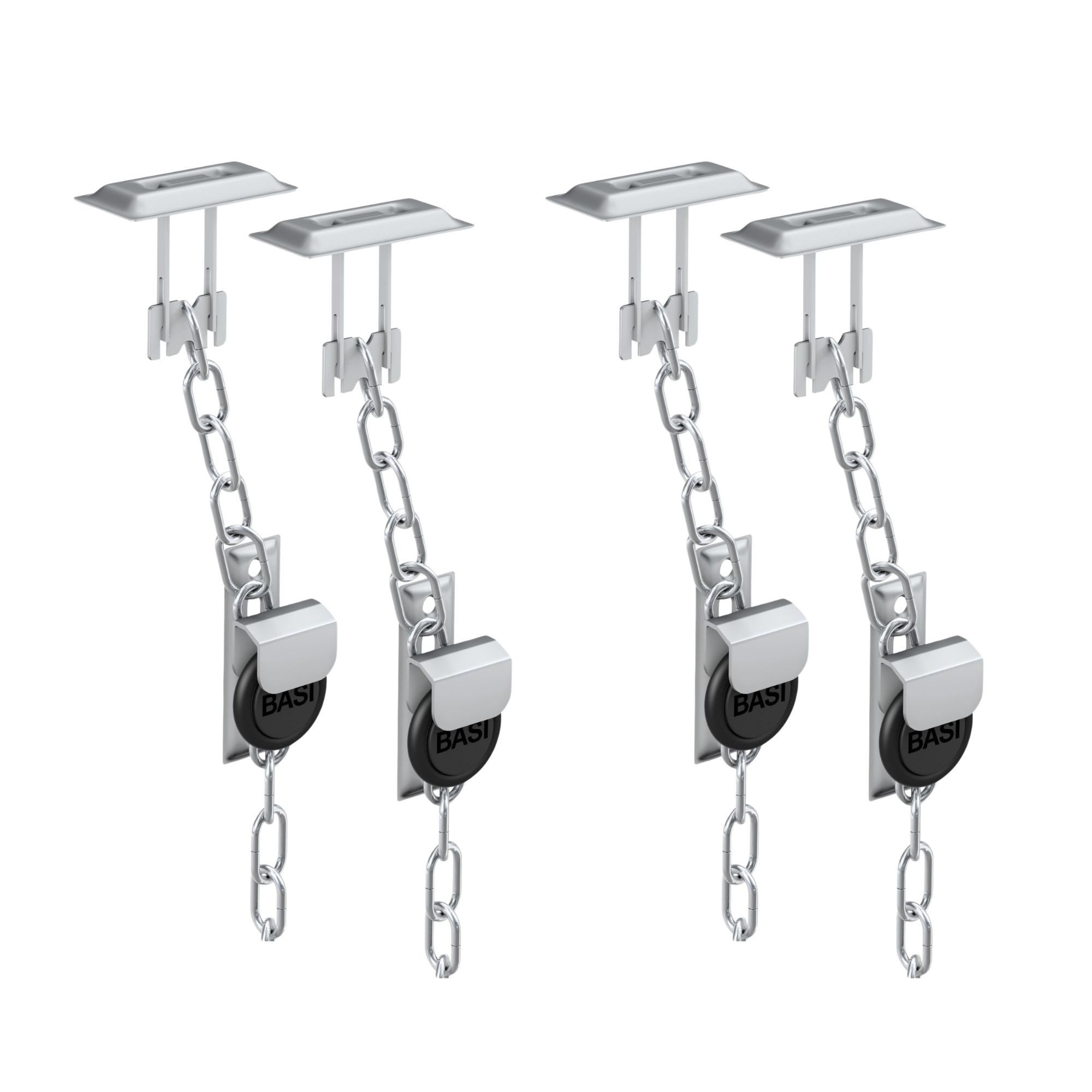 BASI Gitterrostsicherung Kellerschacht-Schutz, Sicherung für Kellerfenster, 2 Paar - 6 Stück, (Packung, 2-tlg), mit Halteplatten aus Edelstahl, Fluchtweg-Schloss, 1 Paar (4 Stück)