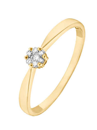 CHRIST Diamantring CHRIST Damen-Damenring 375er Gelbgold 7 Diamant, mit Diamant