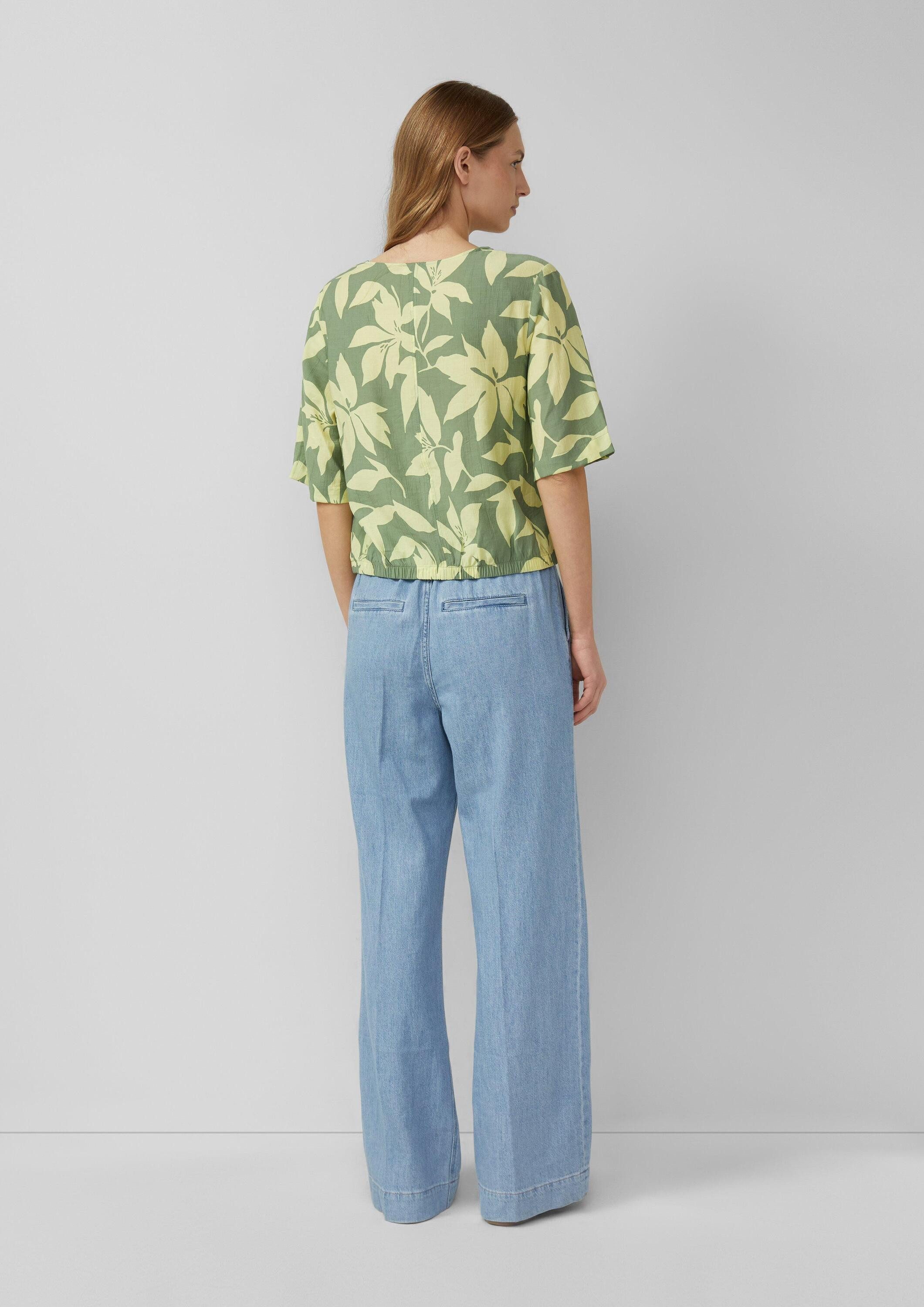s.Oliver Kurzarmbluse Bluse Strukturierte Bluse im O-Shape