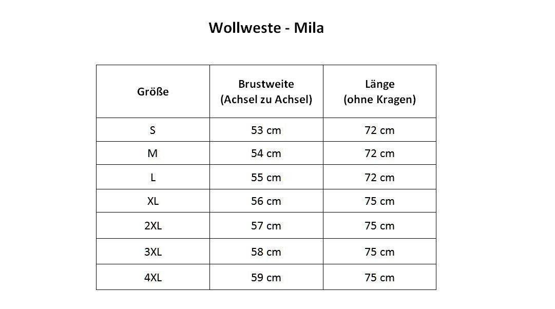 Milano Hollert Braun/Weiß Longweste Merinowolle kuschelig Damen Reißverschluss & weich Wollweste Weste