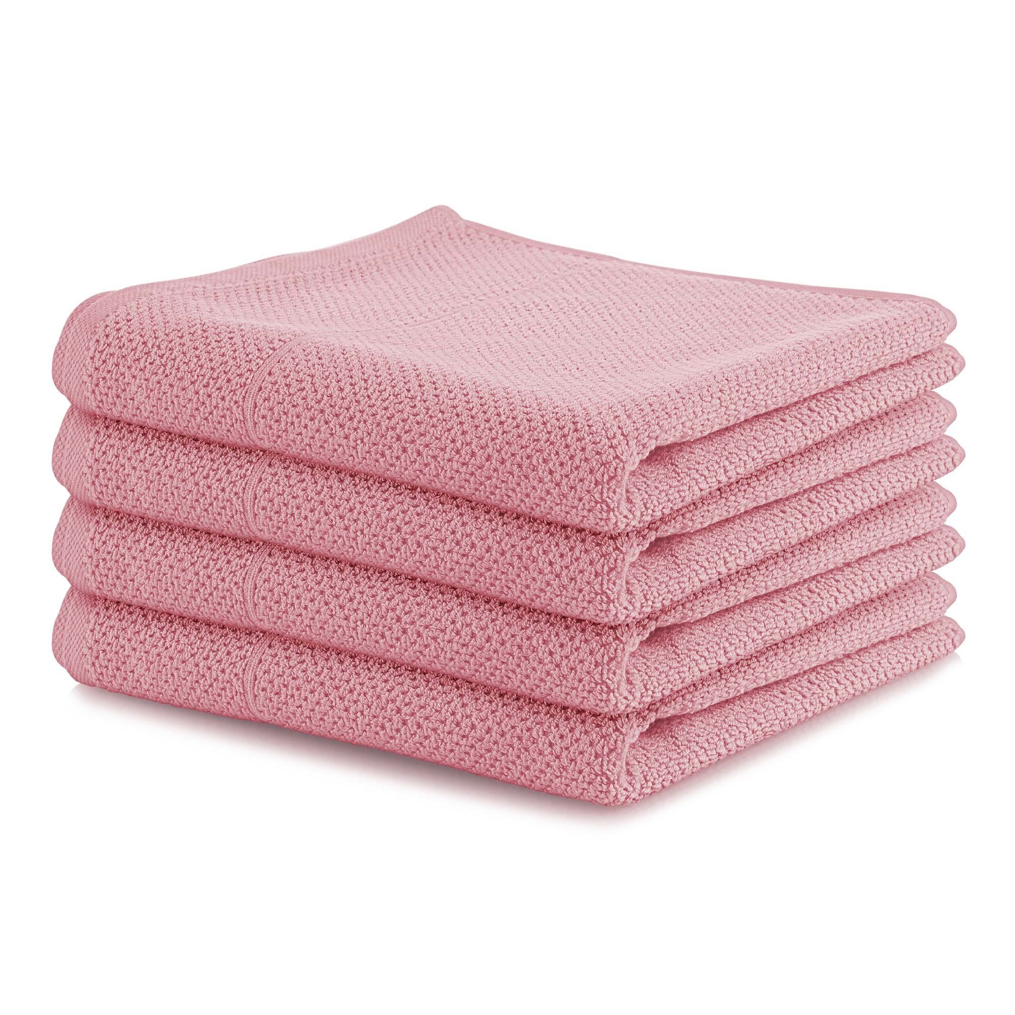 GMD Living Handtücher HABY, (4-St), aus hochwertigem Doppelflorgarn - weicher Griff, hohe Saugfähigkeit Blush (rose)