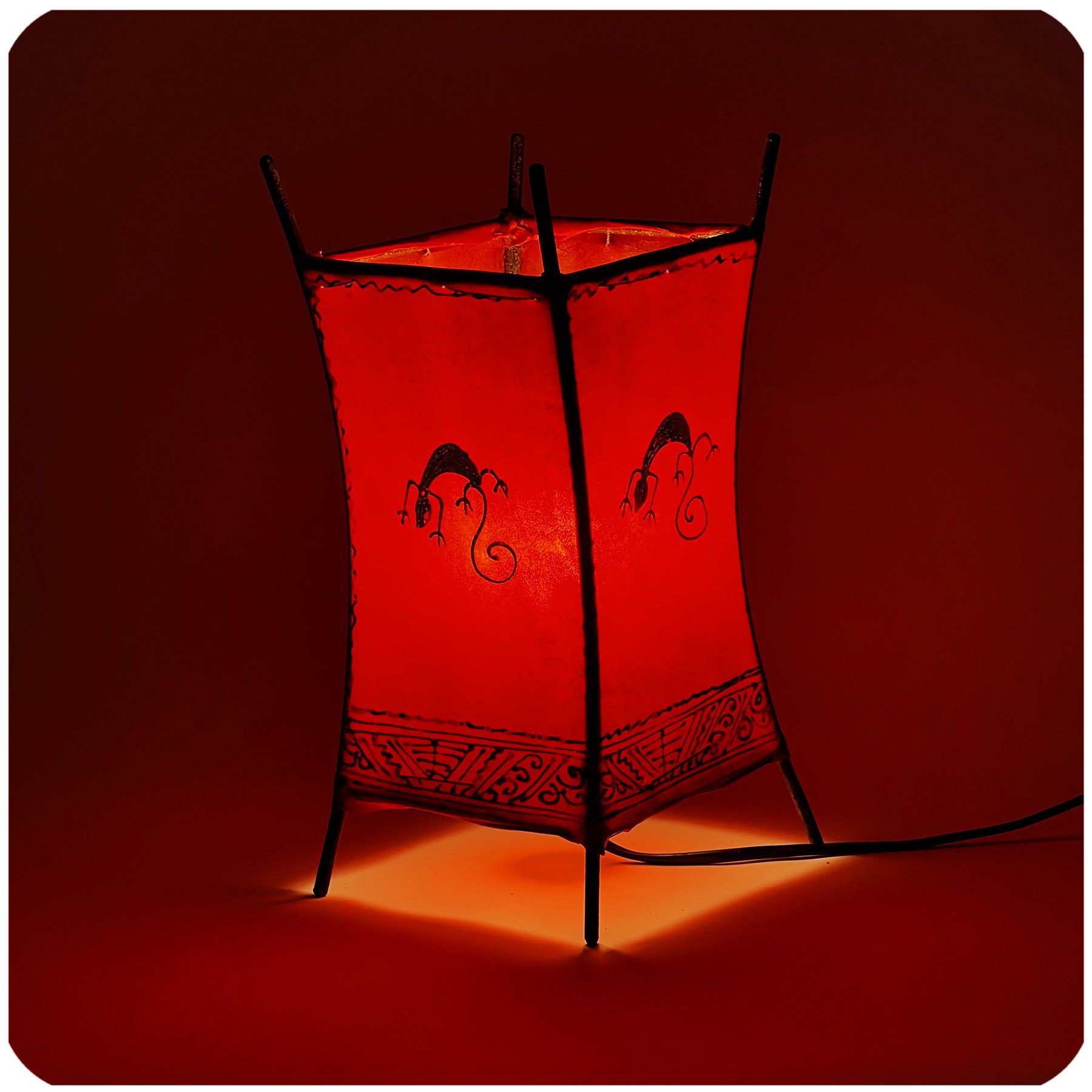 SIMANDRA Stehlampe marokkanische Lederlampe Carree Gecko 30 cm, ohne Leuchtmittel