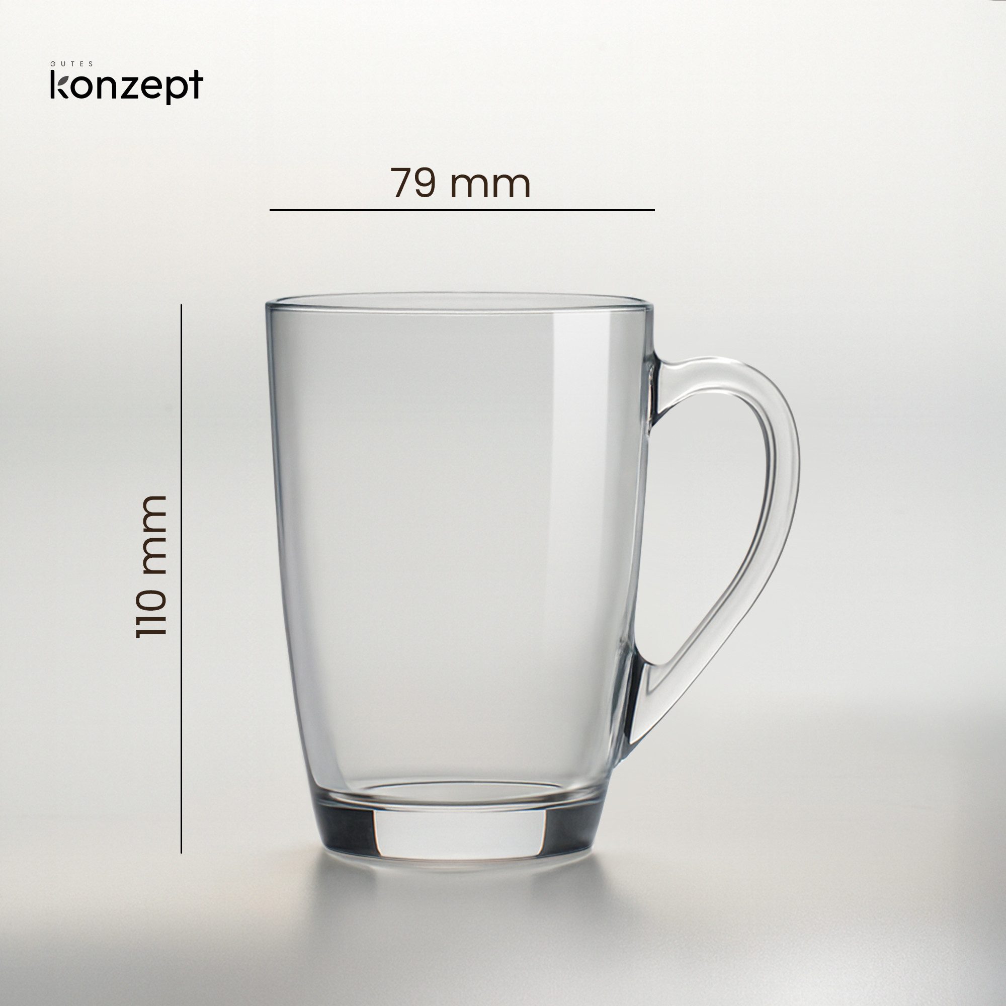KONZEPT Espressoglas Set 6er – 300 ml Kaffeegläser Praktische Tassen für Kaffee und Tee, 6-tlg., Spülmaschinengeeignet, die zu allen gängigen Kaffeema