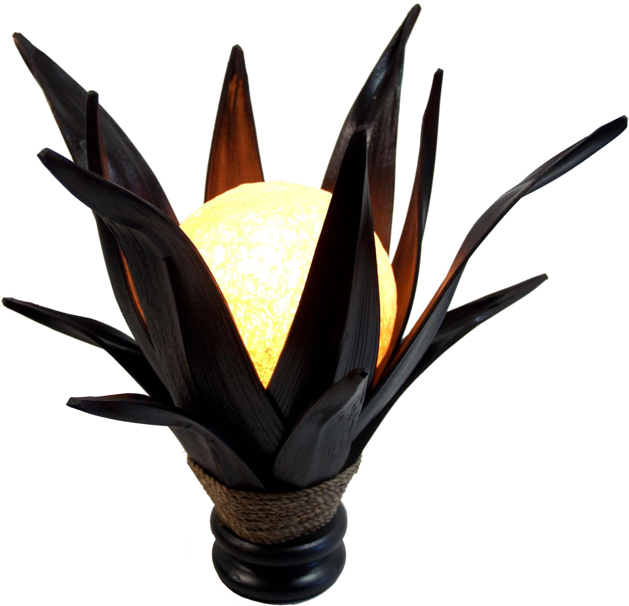 in Bali handgemacht aus Naturmaterial P Palmenblatt Tischlampe Tischleuchte 