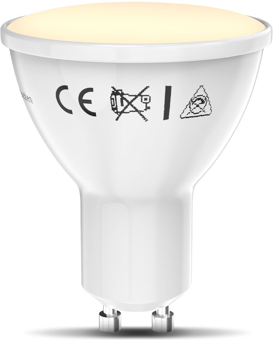 St., GU10, 1 Warmweiß, App-Steuerung, LED-Leuchtmittel, dimmbar WiFi, RGB, B.K.Licht Smart Home LED-Lampe,