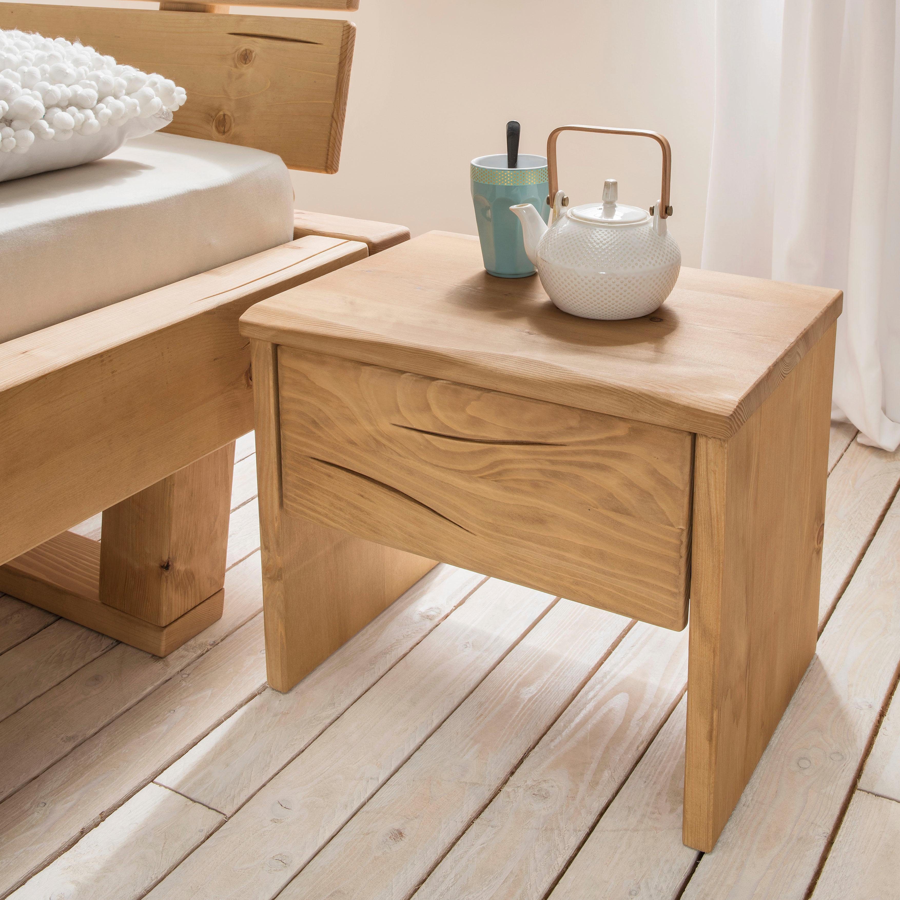 Home affaire Nachtkonsole Ultima Balkenbett Doppelbett, Füße mit Kufenform, Massivholz, Skandinavisches Design, Robust, stabil, FSC zertifiziert