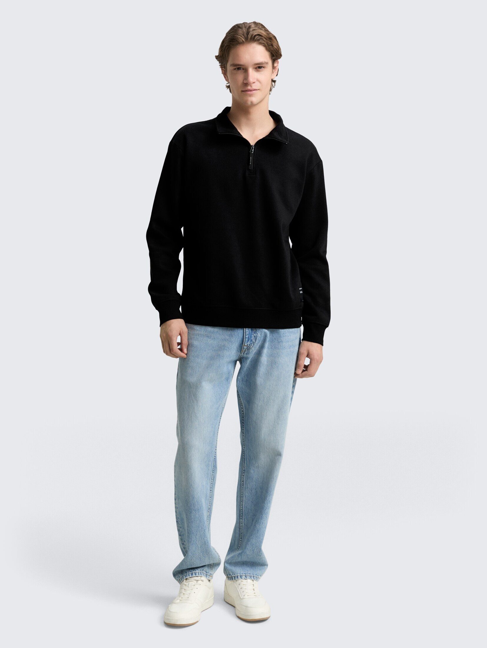 TOM TAILOR Denim Sweatshirt Strick & Sweatshirts Troyer Sweatshirt mit Logo-Badge