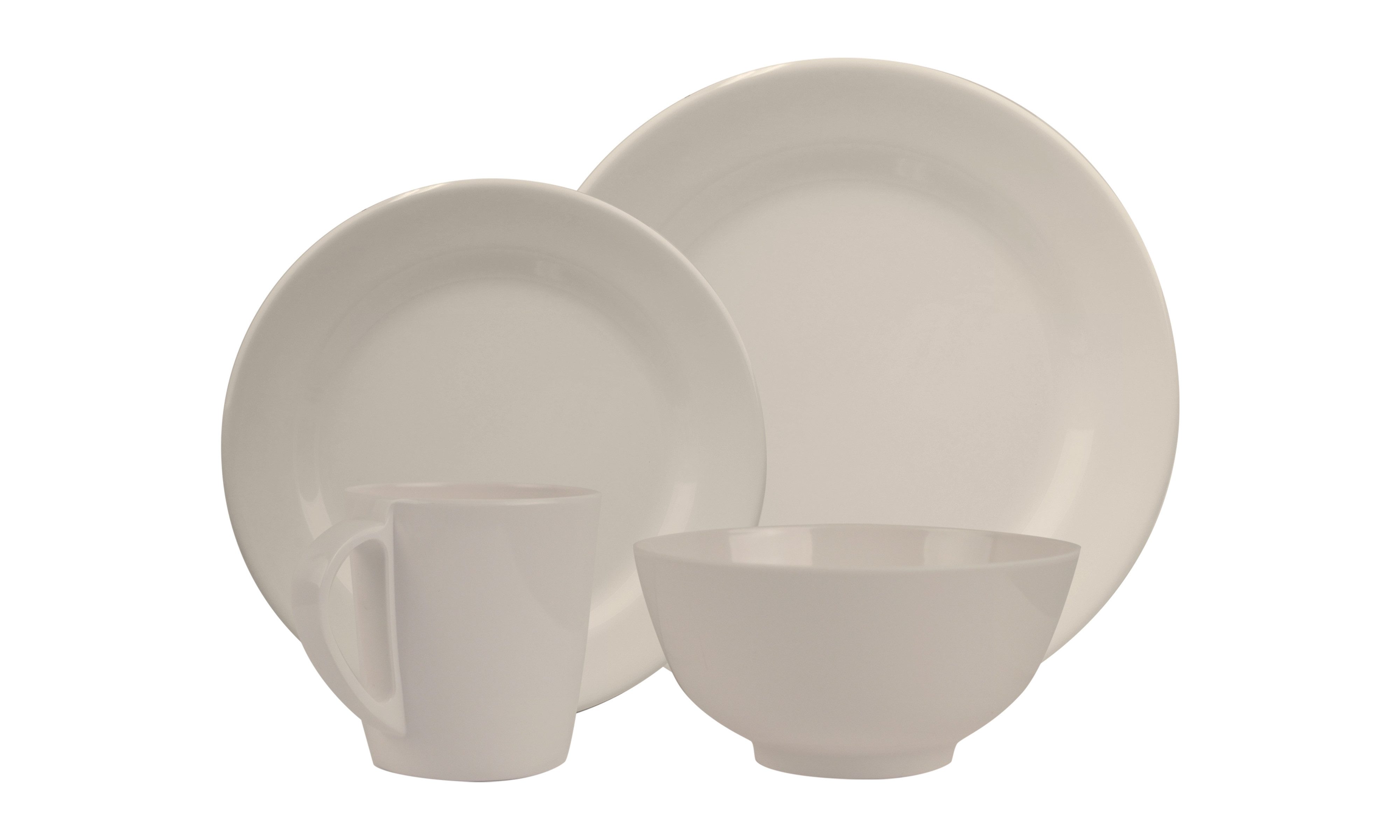 HEKERS Geschirr-Set 100% Melamin Geschirr (6-26 teilig) Plain elfenbeinweiß (rund) (6-tlg)