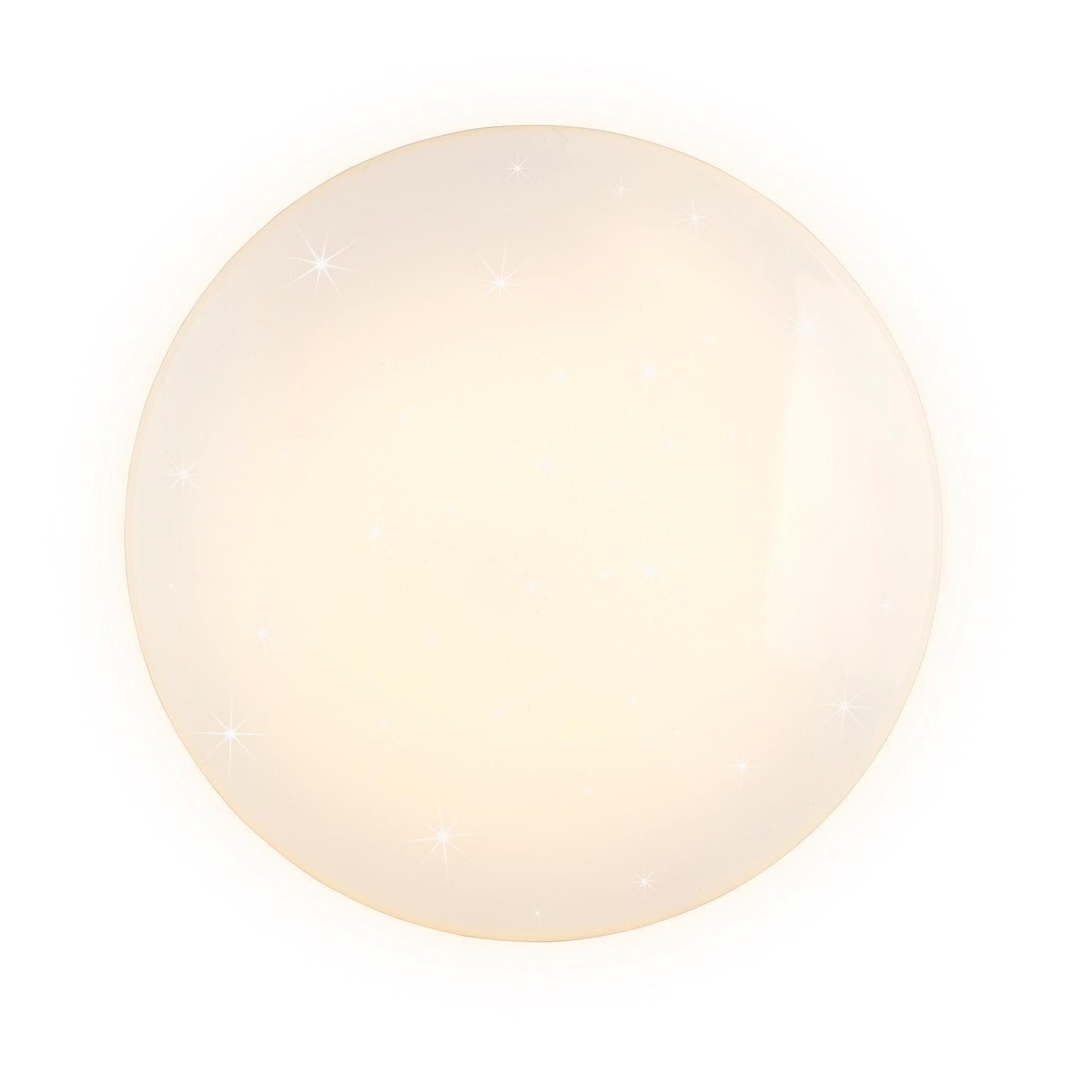 Reality Leuchten LED Deckenleuchte NANDO, Ø 70 x H 8 cm, Weiß, Kunststoff, Anpassung der Farbtemperatur, Sternenhimmel, LED fest integriert, Extra-Warmweiß, Neutralweiß, Tageslichtweiß
