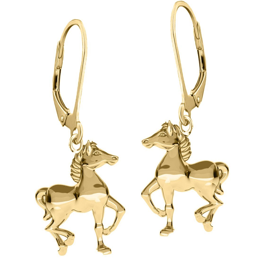 Kinder Accessoires Limana Paar Ohrhänger echt 925 Sterling Silber Pferde Ohrringe, Pferdeohrringe hängende Ohrringe Gold Rosegol