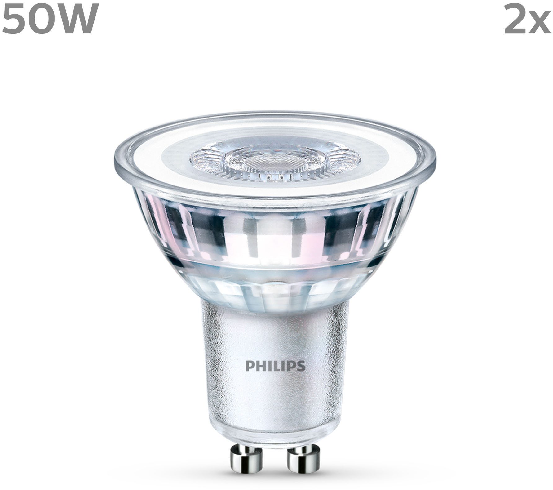Philips Hue LED-Leuchtmittel LED classic Lampe 50W GU10 warmweiß 355lm 2er Pack, GU10