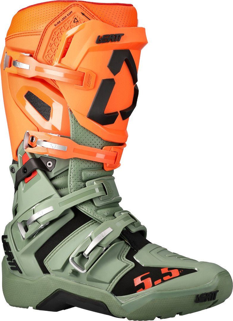 Enduro Stiefel Motocross Motorradstiefel Moto Leatt 5.5 Oliv/Orange Flexlock