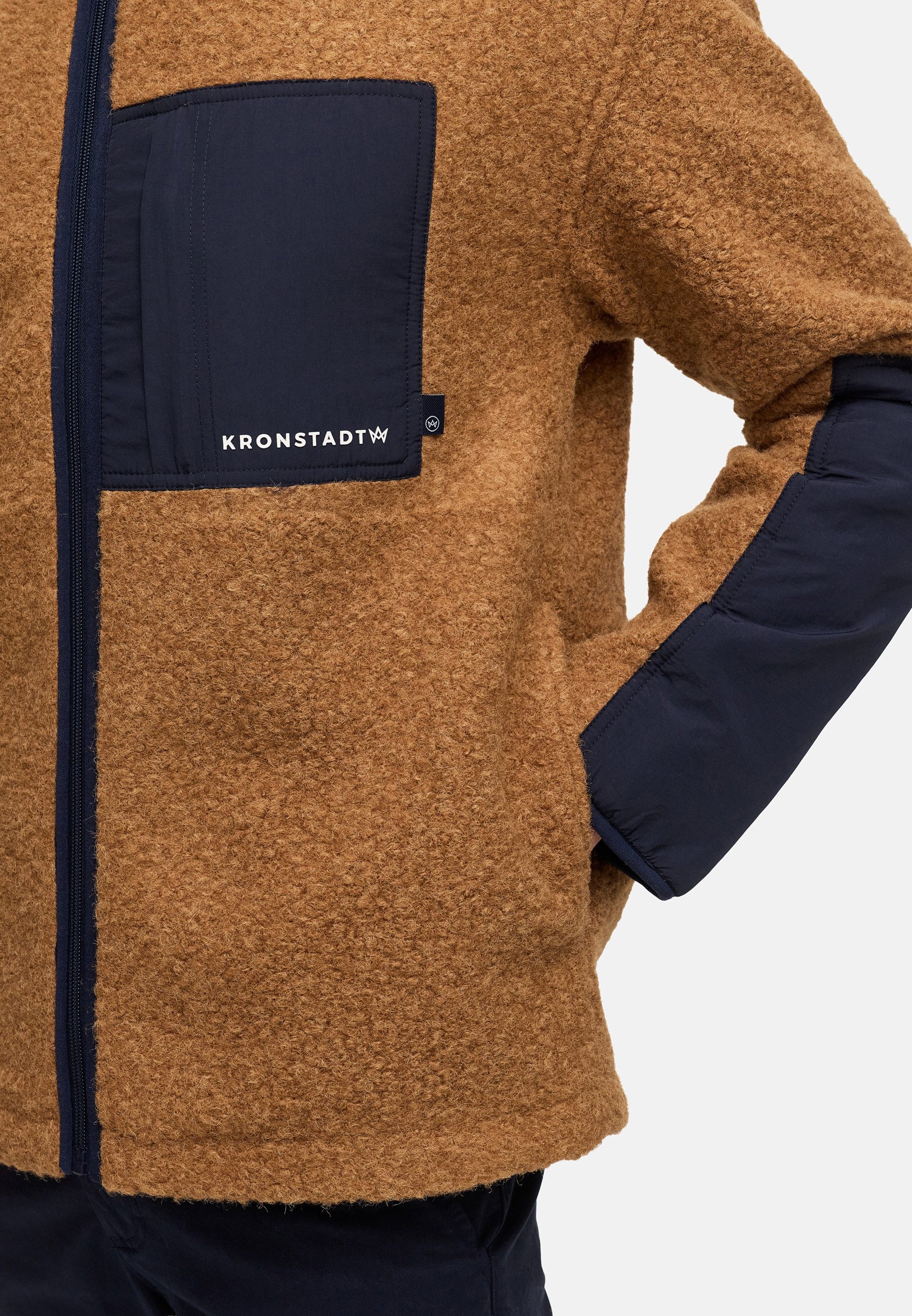 Kronstadt Sommerjacke Herren KSSteele teddy Übergangsjacke Herrenjacke Teddy-Sweatjacke mit Nylon-Einsätzen und Brusttasche
