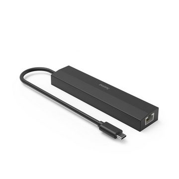 Hama USB-C Multiport Hub für Laptop mit 6 Ports, USB-A, USB-C, HDMI, LAN USB-Adapter USB-C zu HDMI, RJ-45 (Ethernet), USB Typ A, USB-C, 15 cm, Laptop Dockingstation, kompakt, schwarz