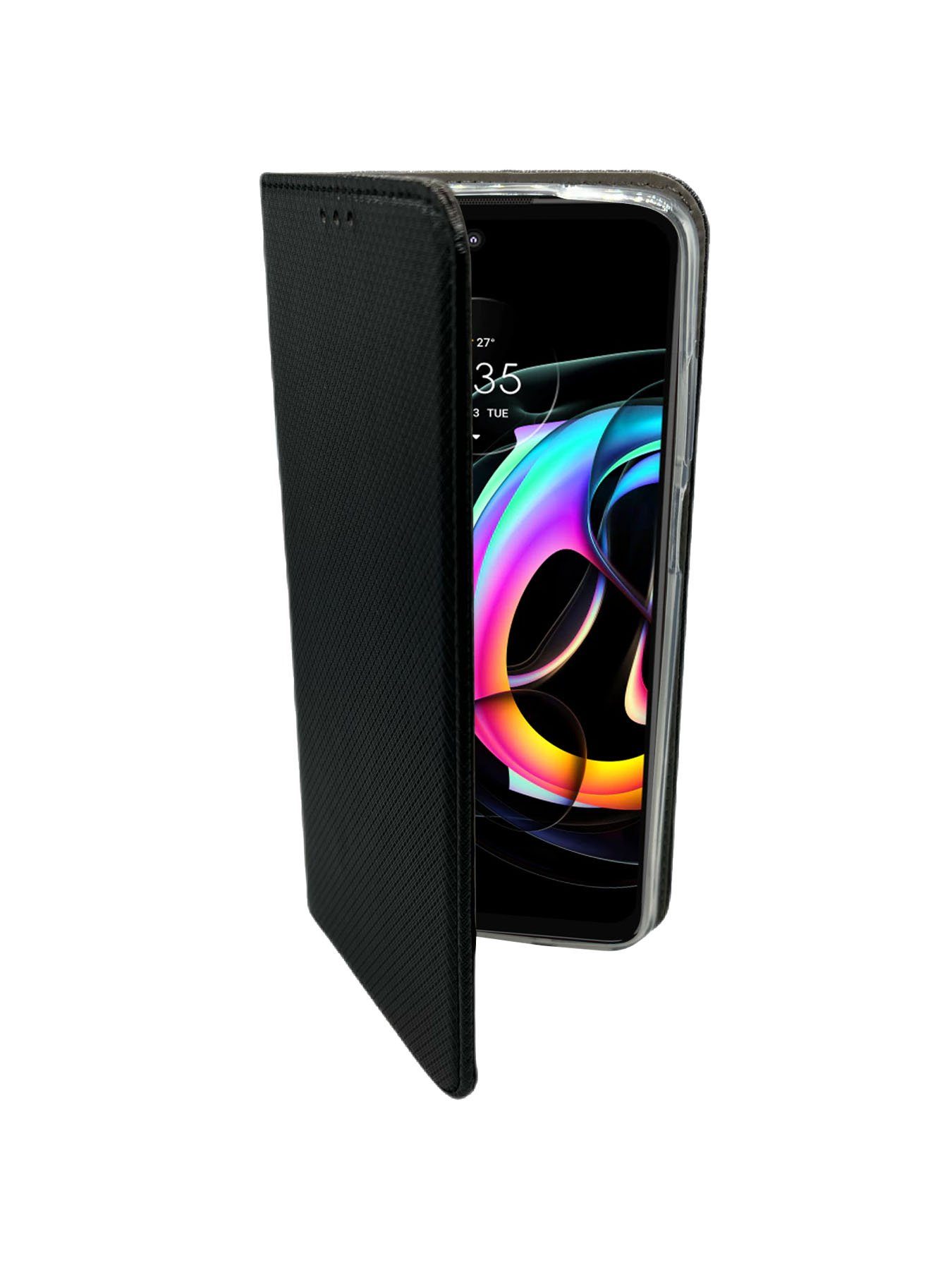 cofi1453 Handyhülle Buchtasche Hülle MOTOROLA MOTO EDGE 20 PRO Schwarz, Kunstleder Schutzhülle Handy Wallet Case Cover mit Kartenfächern, Stan