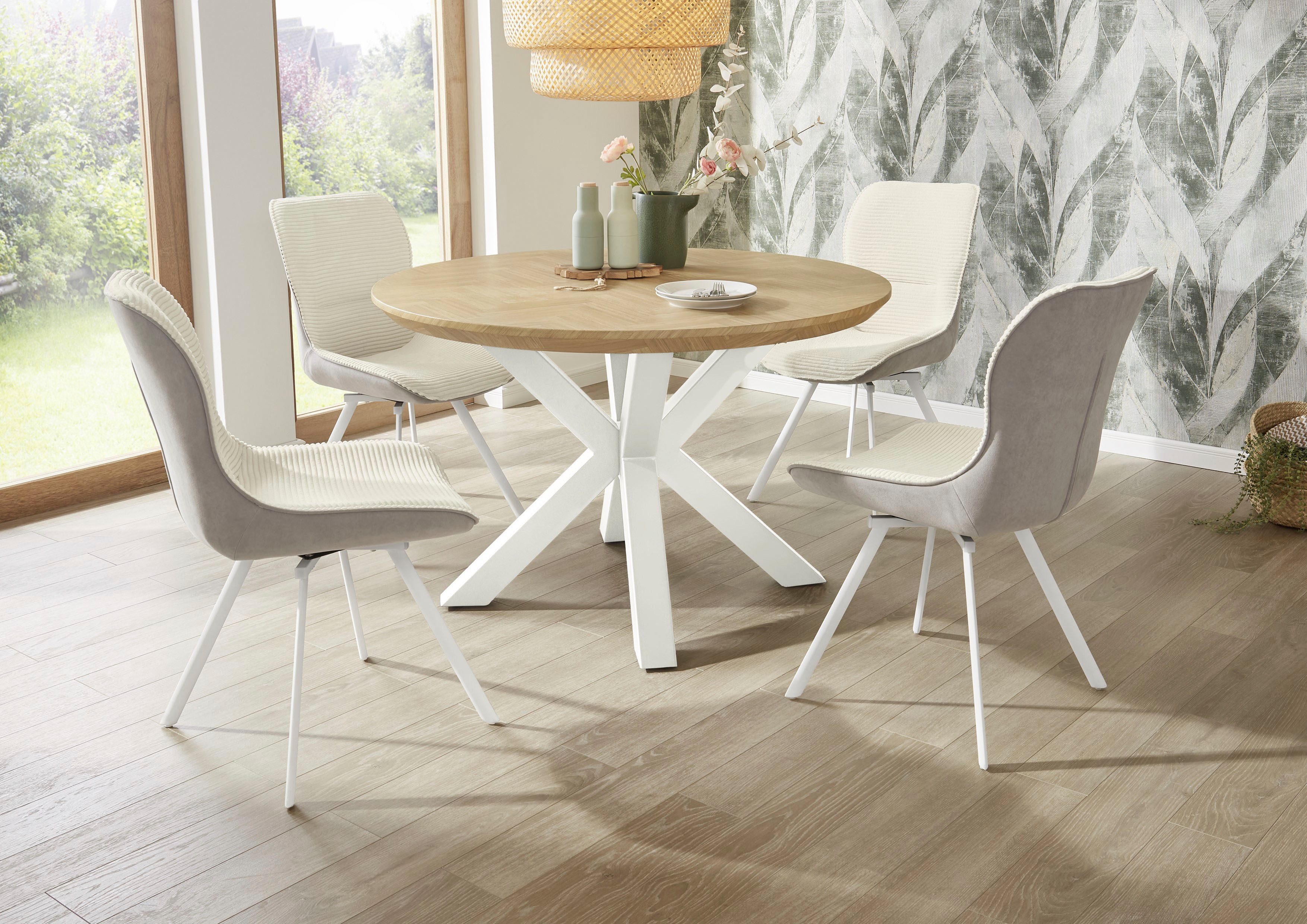 Jockenhöfer Gruppe Esstisch Oakland, rund, 120cm ø, Parkettoptik., Metallun günstig online kaufen