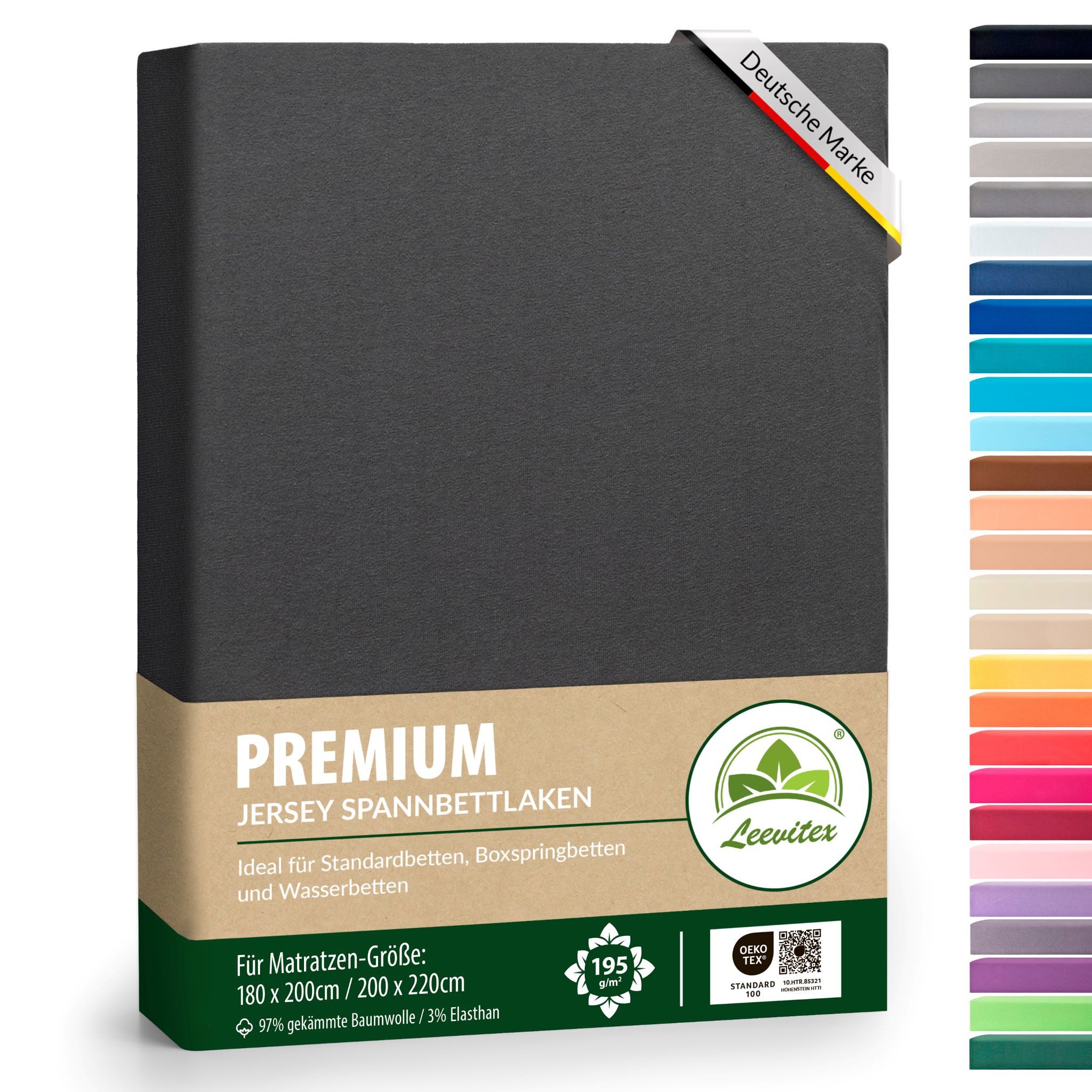 leevitex® Spannbettlaken Premium 195, Gummizug: Rundum, blickdicht, Anti-Pi günstig online kaufen