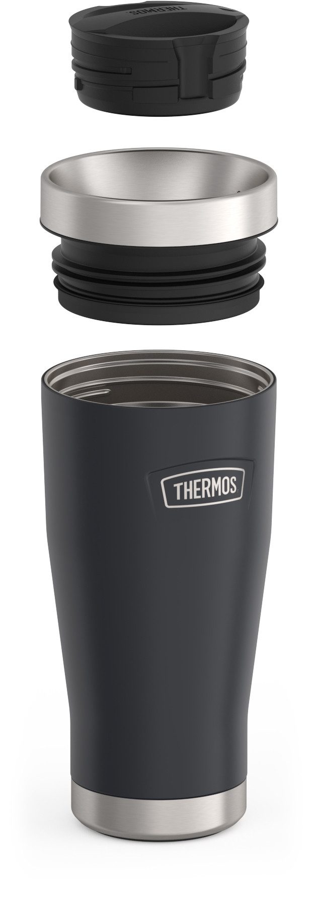 THERMOS Thermobecher ICON MUG, rutschfester Boden, 360° Trinkfunktion, spülmaschinenfest, 1-tlg., Edelstahl, Kunststoff, Silikon, 0,47l, 7h heiß & 22h kalt, absolut dicht, Dura-Seal-Deckel