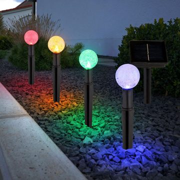 Globo LED Solarleuchte, LED-Leuchtmittel fest verbaut, Solarlampe Außenlampe Steckleuchte 20x LED RGB Farbwechsel