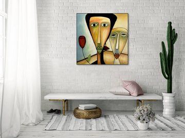 KUNSTLOFT Gemälde Amorous Walk 80x80 cm, Leinwandbild 100% HANDGEMALT Wandbild Wohnzimmer