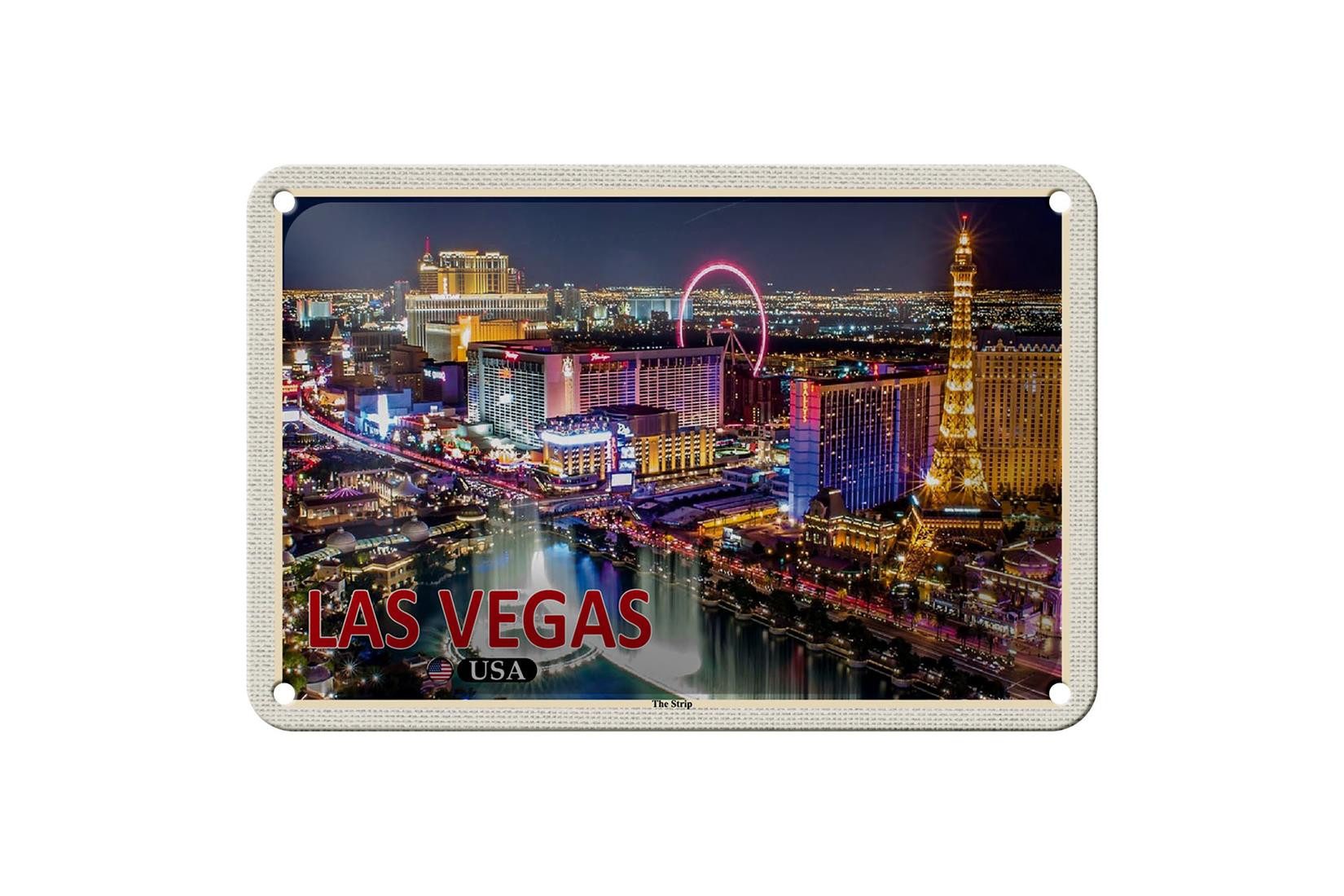 Metallschild Reise 18x12cm Las Vegas USA The Strip Casinos Hotel
