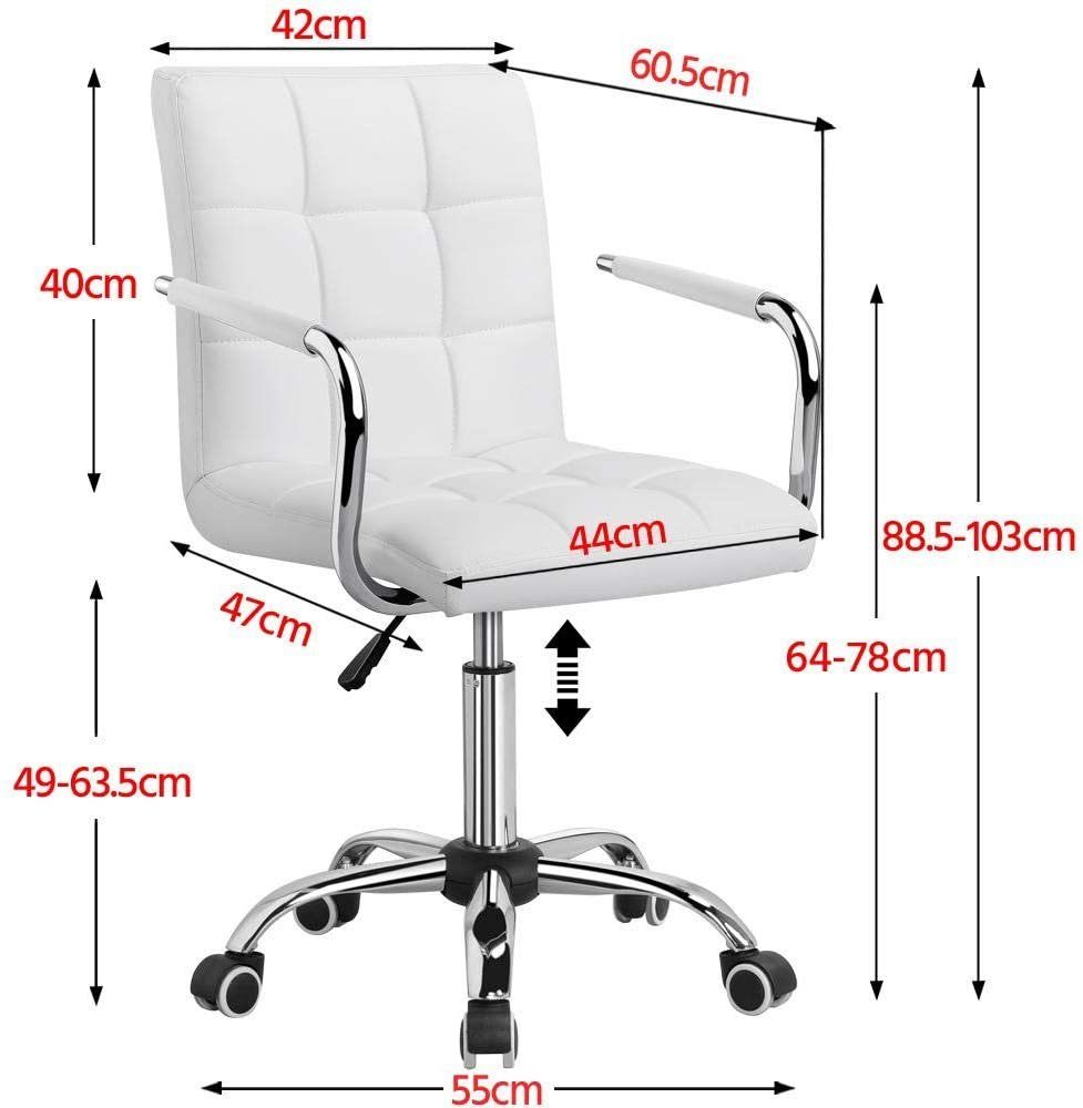 Chefsessel, Weiß Drehstuhl ergonomischer höhenverstellbar Bürostuhl Yaheetech