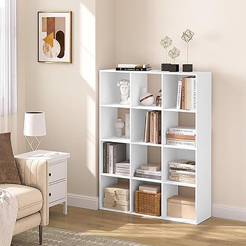 EUGAD Bücherregal, 1-tlg., 4 Ebenen, mit 12 Fächern, freistehendes Würfelre günstig online kaufen