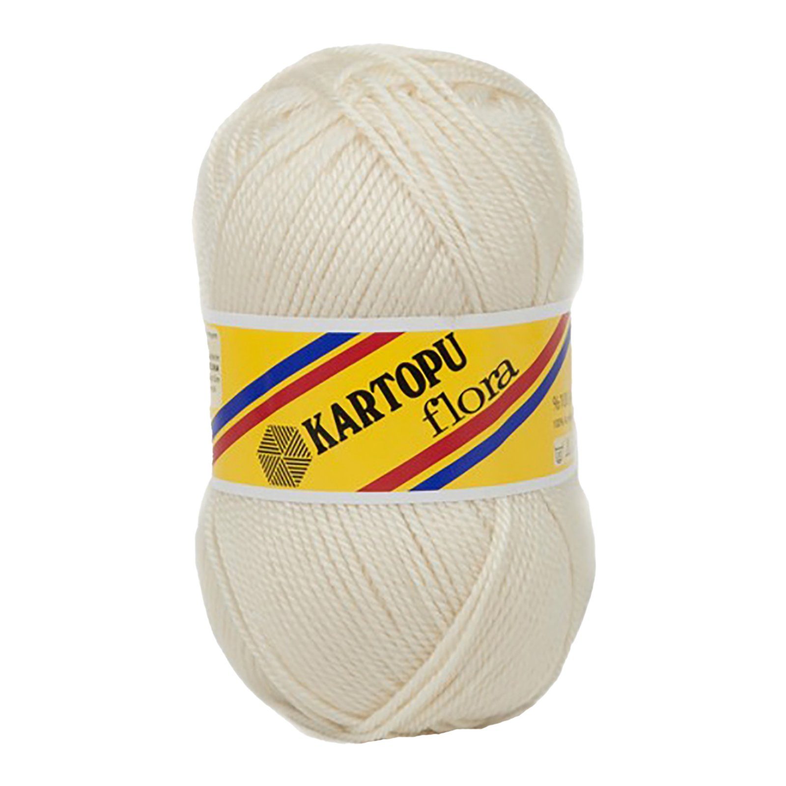 Kartopu 5 x 100g Strick-Häkel-Garn Kartopu Flora Acryl-Wolle Farbwahl Häkelwolle, 1150 m (5er-Pack, 5-St), K025 creme