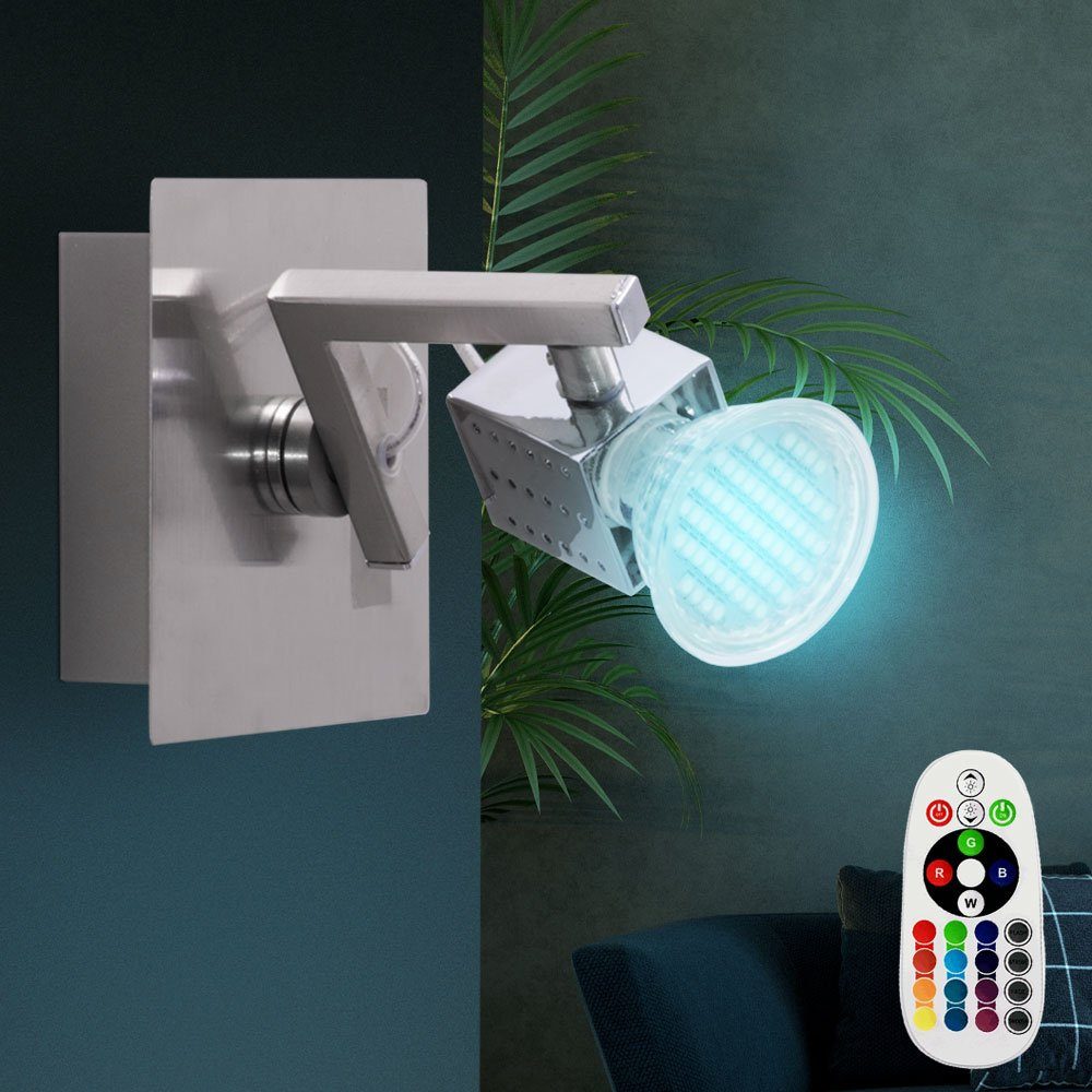 Globo LED Wandleuchte, Leuchtmittel inklusive, Warmweiß, Farbwechsel, LED Wand Leuchte Chrom Spot Strahler verstellbar Wohn Zimmer