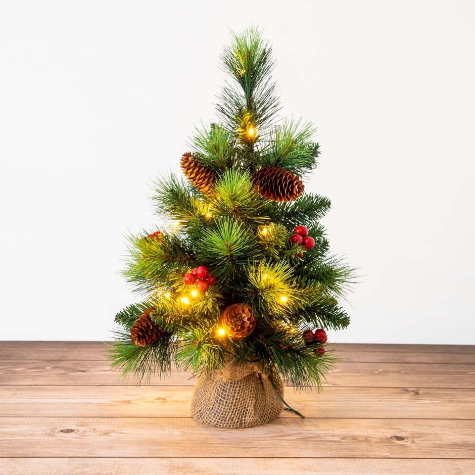 näve Dekolicht, LED Weihnachtsbaum XMAS Deko mit Lichterkette Tannenbaum H  45 cm grün