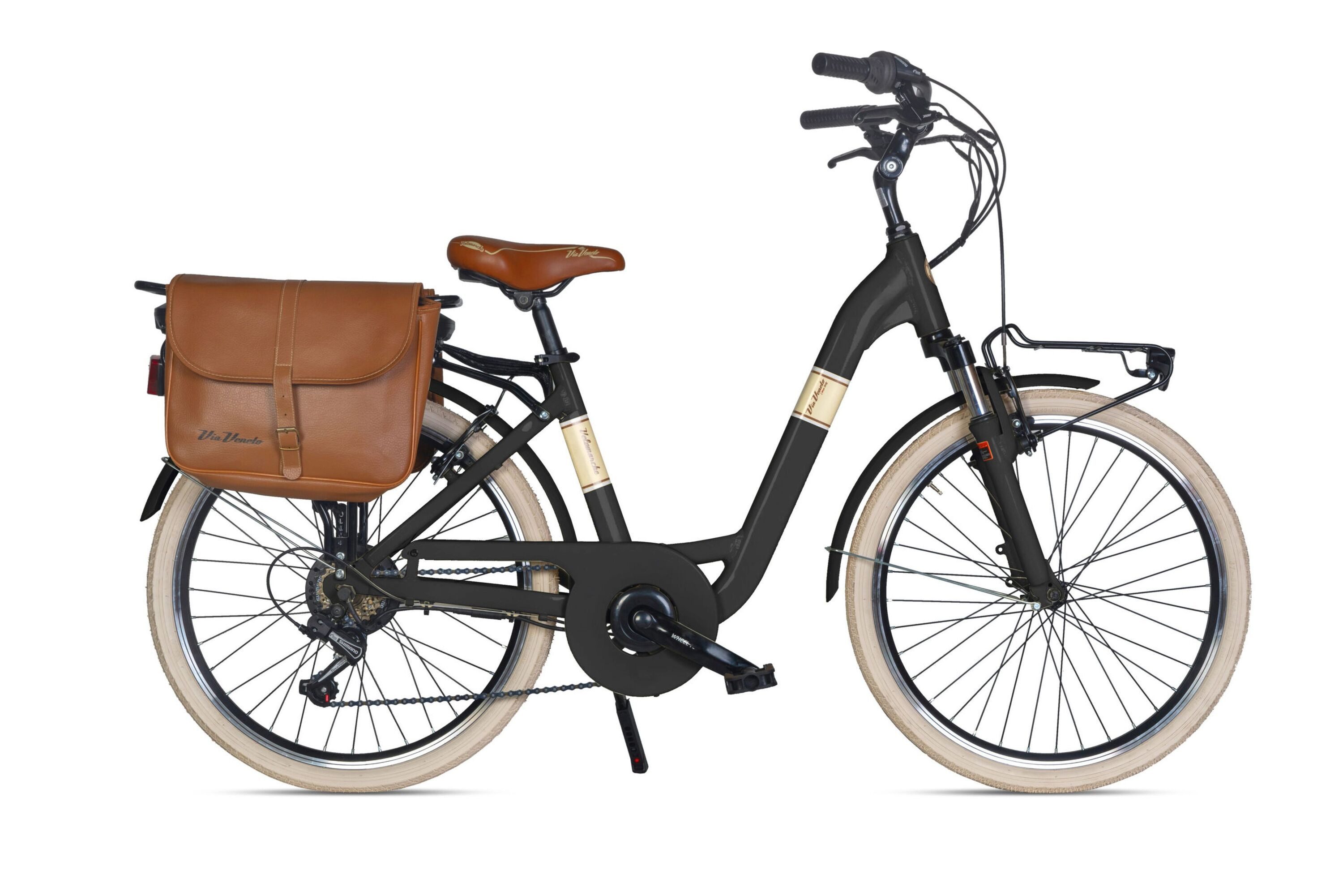 VENICE - I love Italy E-Bike, 6 Gang Shimano, Kettenschaltung, Heckmotor, 468 Wh, Elektro-Citybike MONOTUBO Classic Lady 24 Zoll