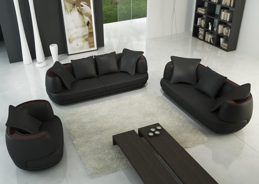 Sofas 3 Wohnzimmer schwarzes JVmoebel Polster in Made Sofa Coch Couchen, Europe Sitzer Sofa Designer
