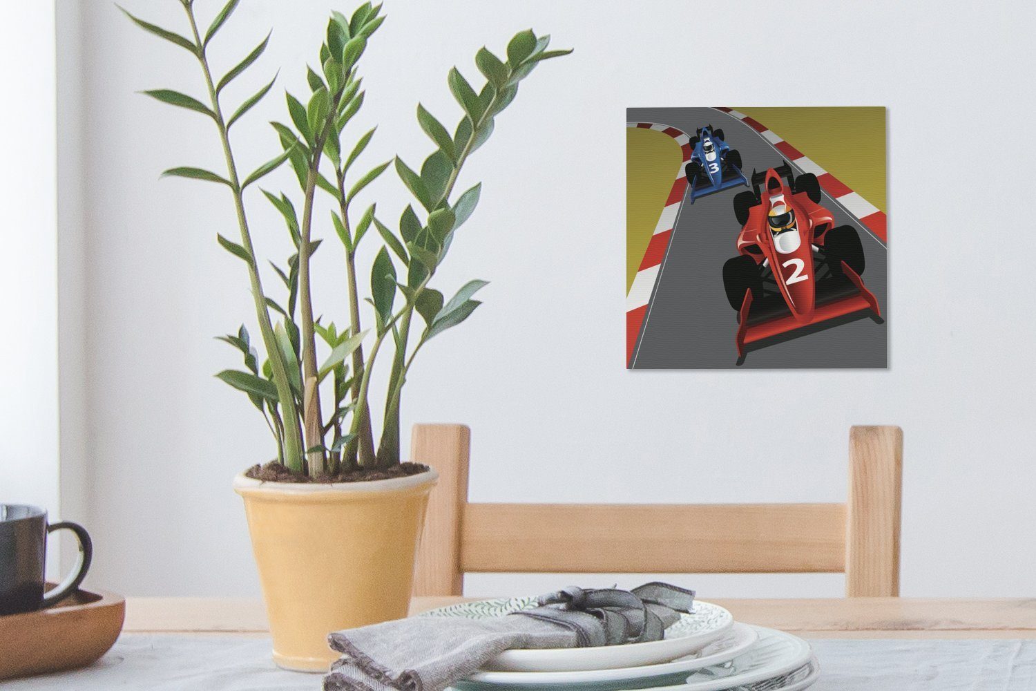 Leinwandbild von St), Rennstrecke, Illustration Leinwand Wohnzimmer auf für einer Rennwagen OneMillionCanvasses® (1 zwei Bilder Schlafzimmer