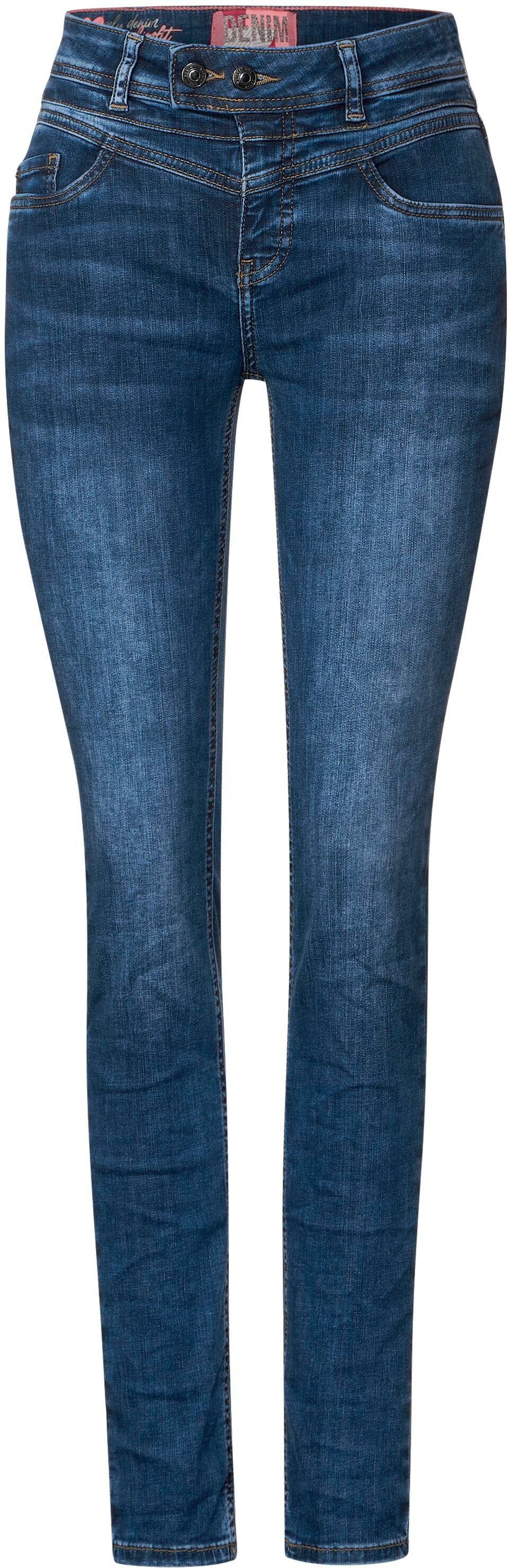 STREET ONE Slim-fit-Jeans mit versetztem Knopfverschluss