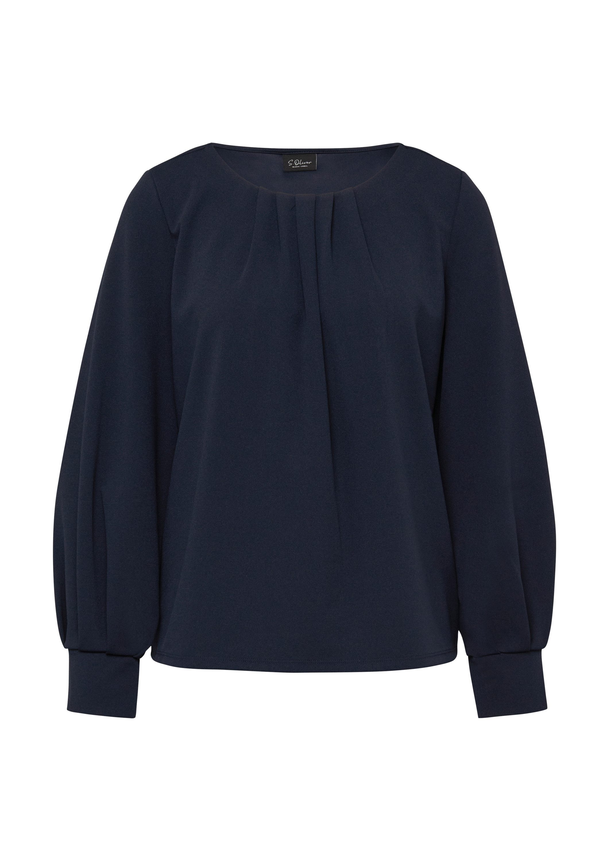 s.Oliver Langarmbluse T-Shirt Bluse aus Jersey-Crêpe mit Faltendetails